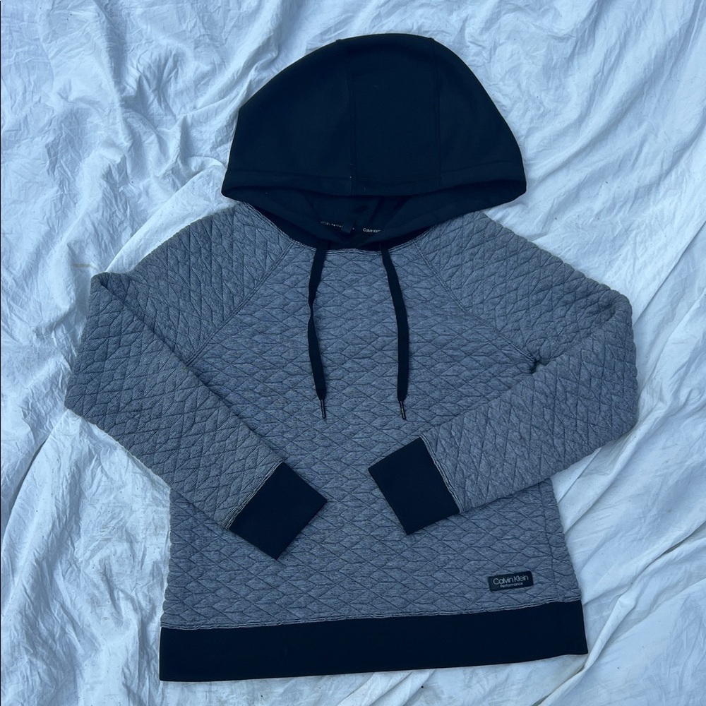 Calvin Klein Gray Quilted Hoodie Sweater